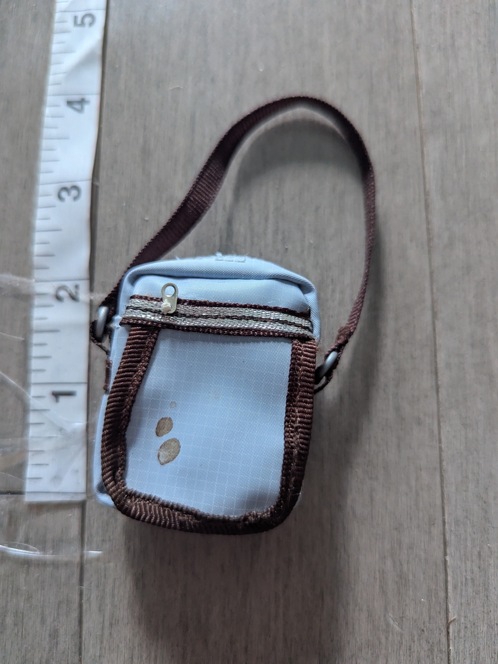 Small Light Blue Crossbody Pouch with Brown Trim Bratz Doll Accesories